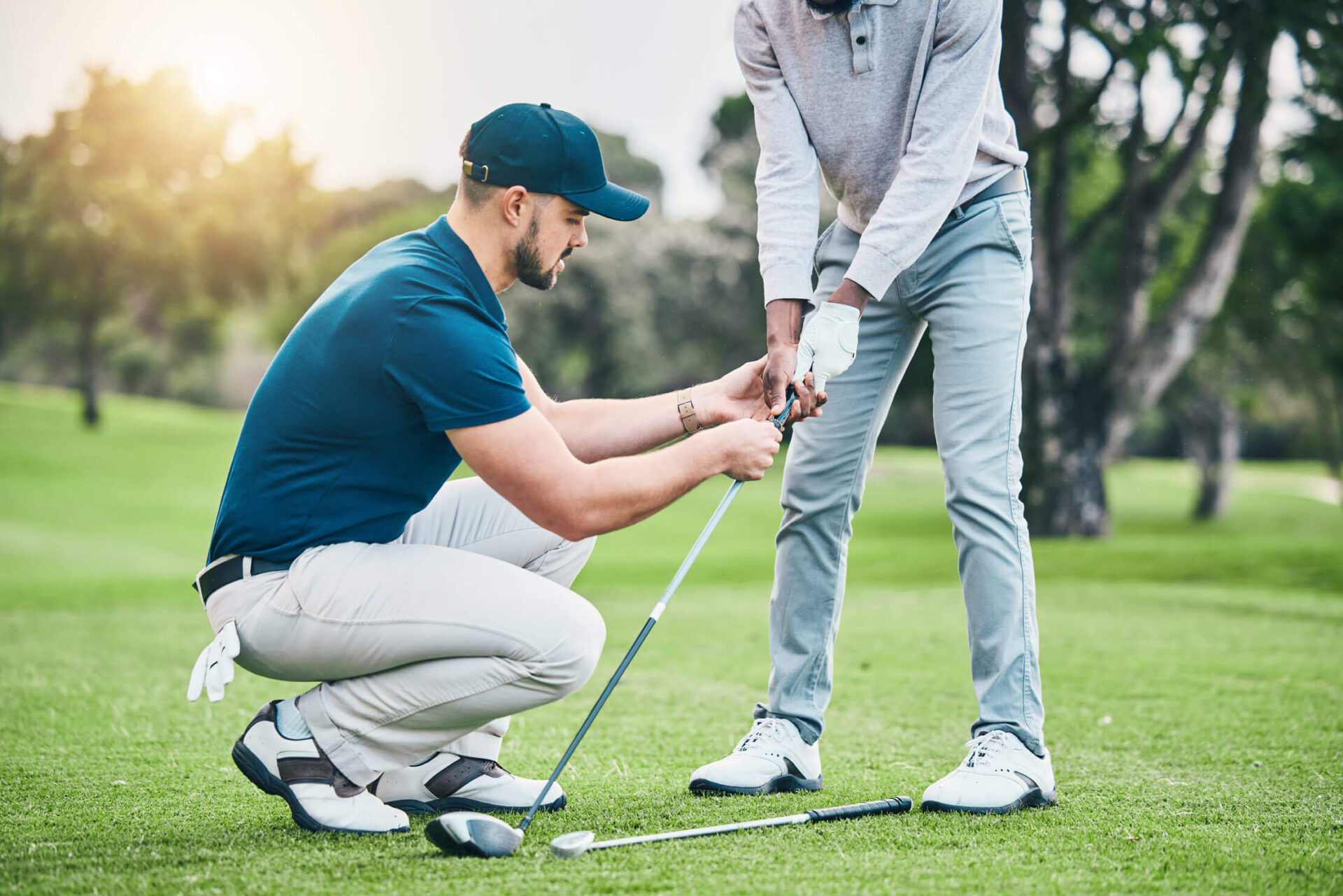 Golf Instructor teaching a grip